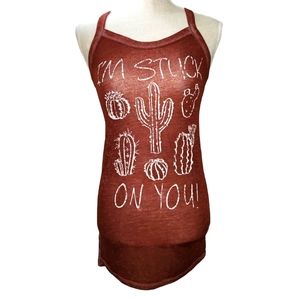 Modern Lux - Spaghetti Strap Racerback Tank Top - Burnt Orange / Red - Medium